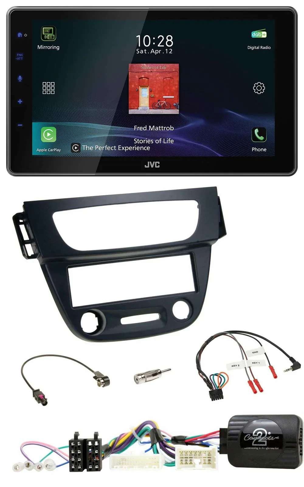 JVC DAB Lenkrad Bluetooth USB Autoradio für Renault Megane Fluence 2012-2014 sch
