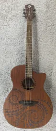 Luna Guitars Gypsy Tattoo Mahogany AcousticElectric Grand Concert Guitar Natural