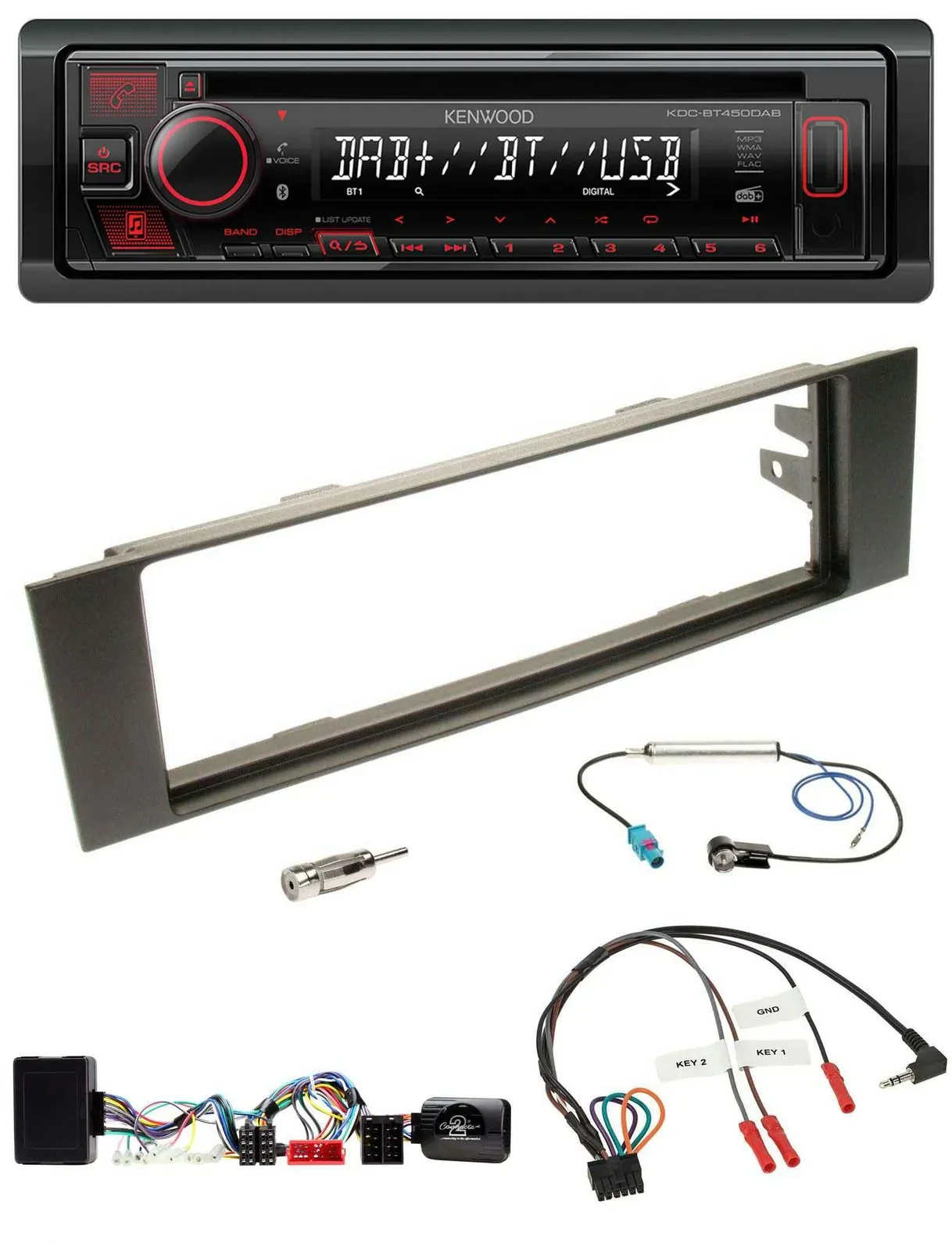 Автомагнитола Kenwood CD, USB, Bluetooth, DAB для Audi A3 2003–2006