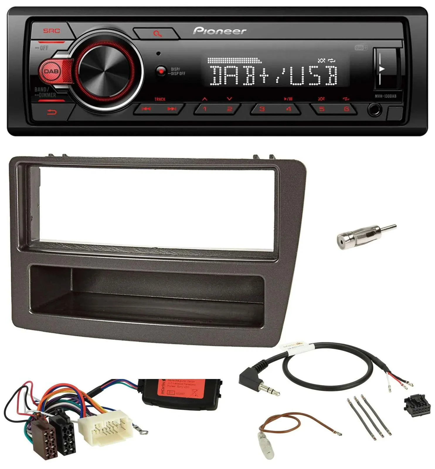 Pioneer MP3 1DIN DAB USB Lenkrad Autoradio für Honda Civic 04-06 anthrazit