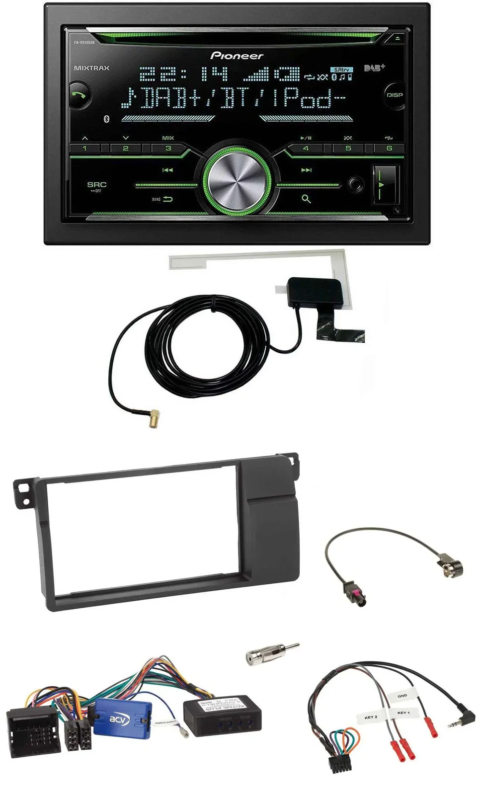 Pioneer CD USB Lenkrad Bluetooth 2DIN DAB Autoradio für BMW 3er E46 2002-2006 sc