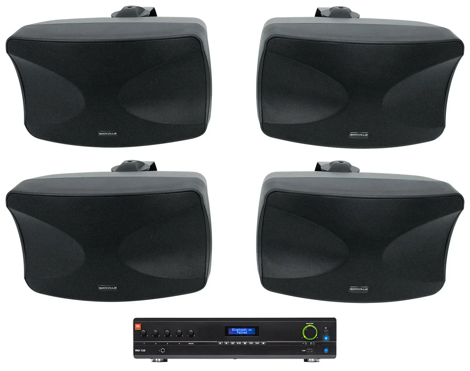 Настенная акустика JBL WET-44 PRO Black с усилителем (4 штуки)