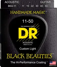 Струны для акустической гитары DR Strings BKA-11 Black Beauties 11-50