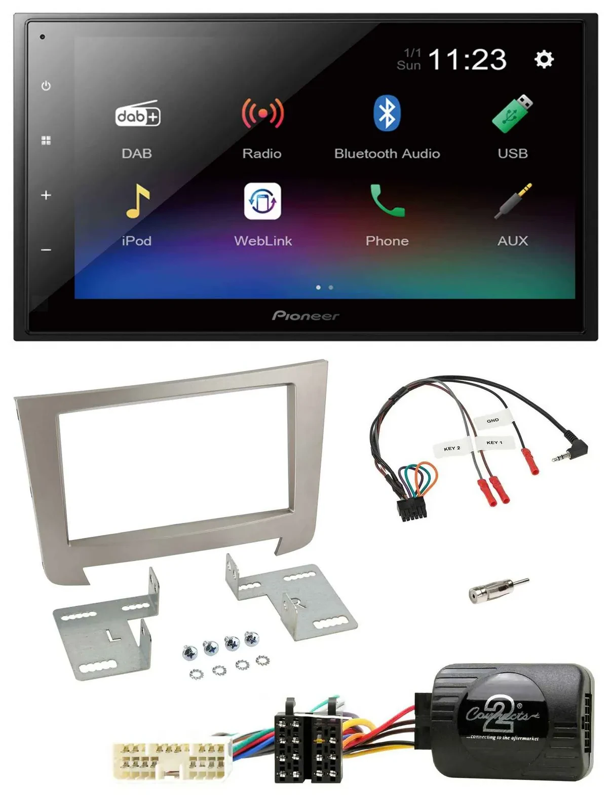 Pioneer USB Bluetooth DAB 2DIN Lenkrad Autoradio für SSangYong Rexton Telefontas