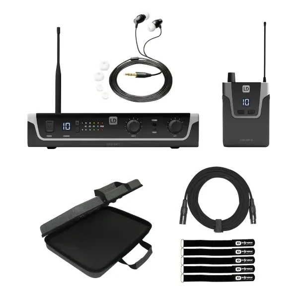 LD Systems U304.7 IEM HP Wireless In-Ear System w Earphones & Case