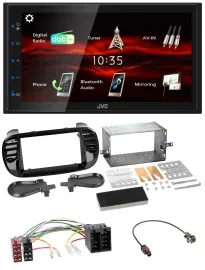 JVC USB Bluetooth MP3 DAB 2DIN Autoradio für Fiat 500 ab 12 ISO schwarz