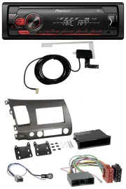 Автомагнитола Pioneer 1 DIN, USB, DAB, MP3, AUX для Honda Civic Hybrid FD3 (2006–2010), антрацит