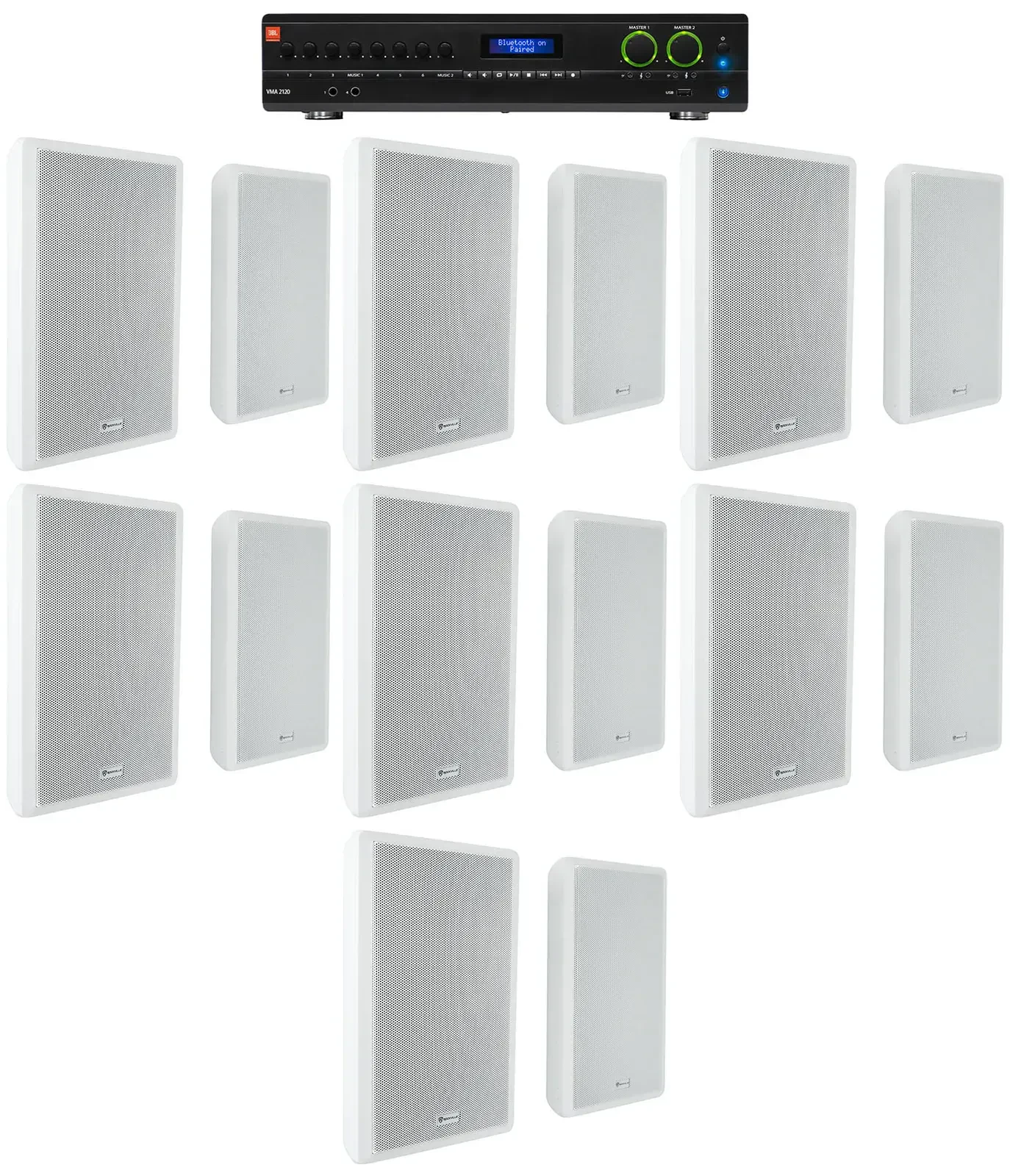 Настенная акустика JBL Rock Slim 70W White с усилителем (14 штук)