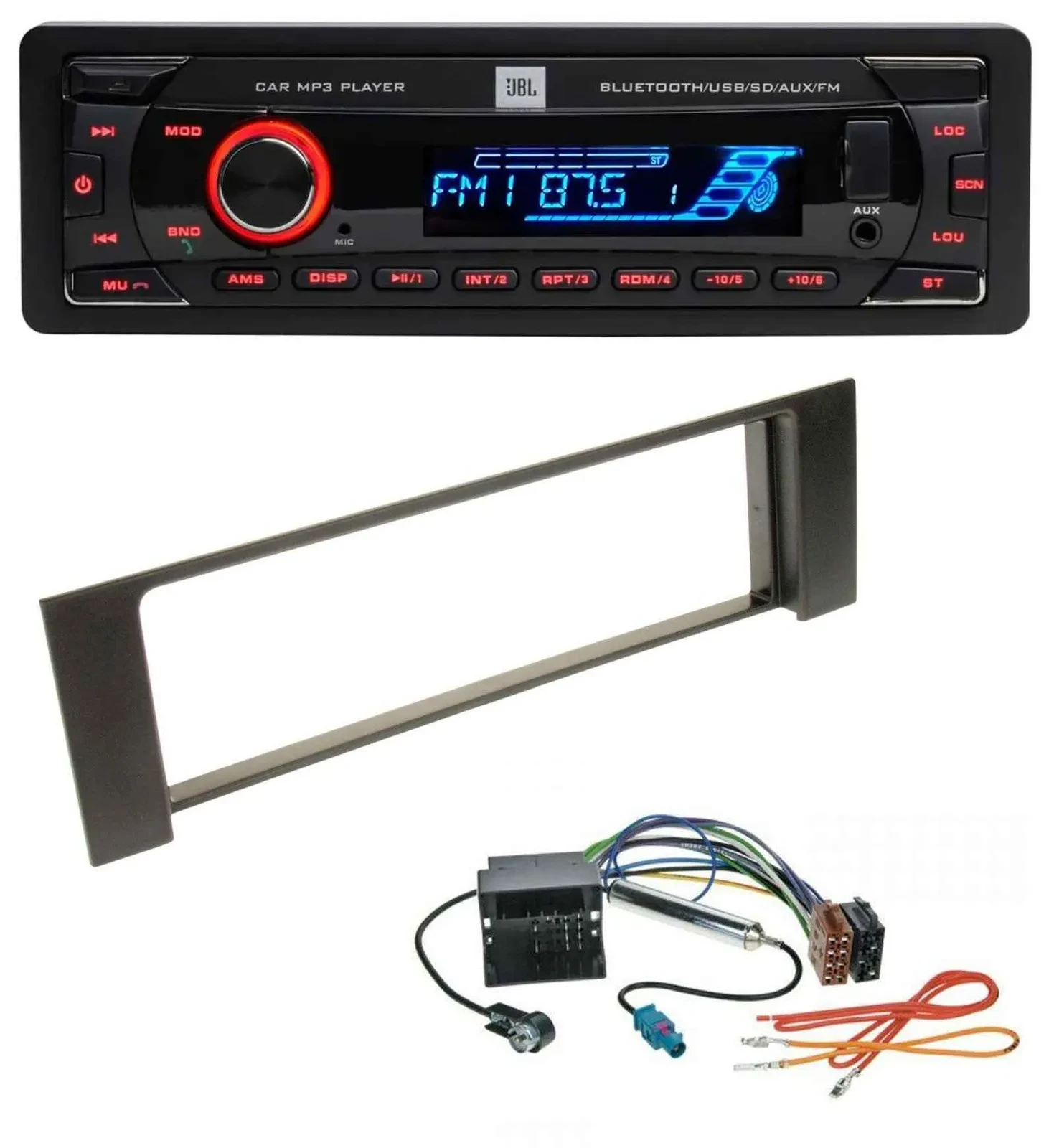 JBL AUX MP3 USB Bluetooth SD Autoradio für Audi A4 00-04 B6 Quadlock Fakra