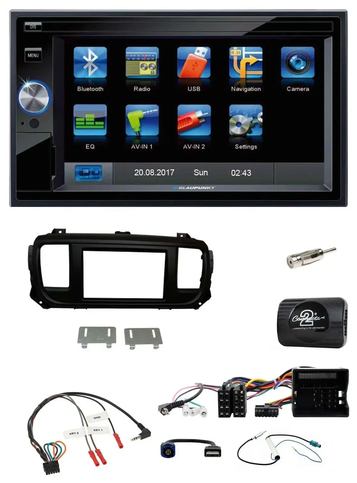 Blaupunkt Lenkrad USB Bluetooth TMC 2DIN Navigation für Citroen Jumpy Erstausst.