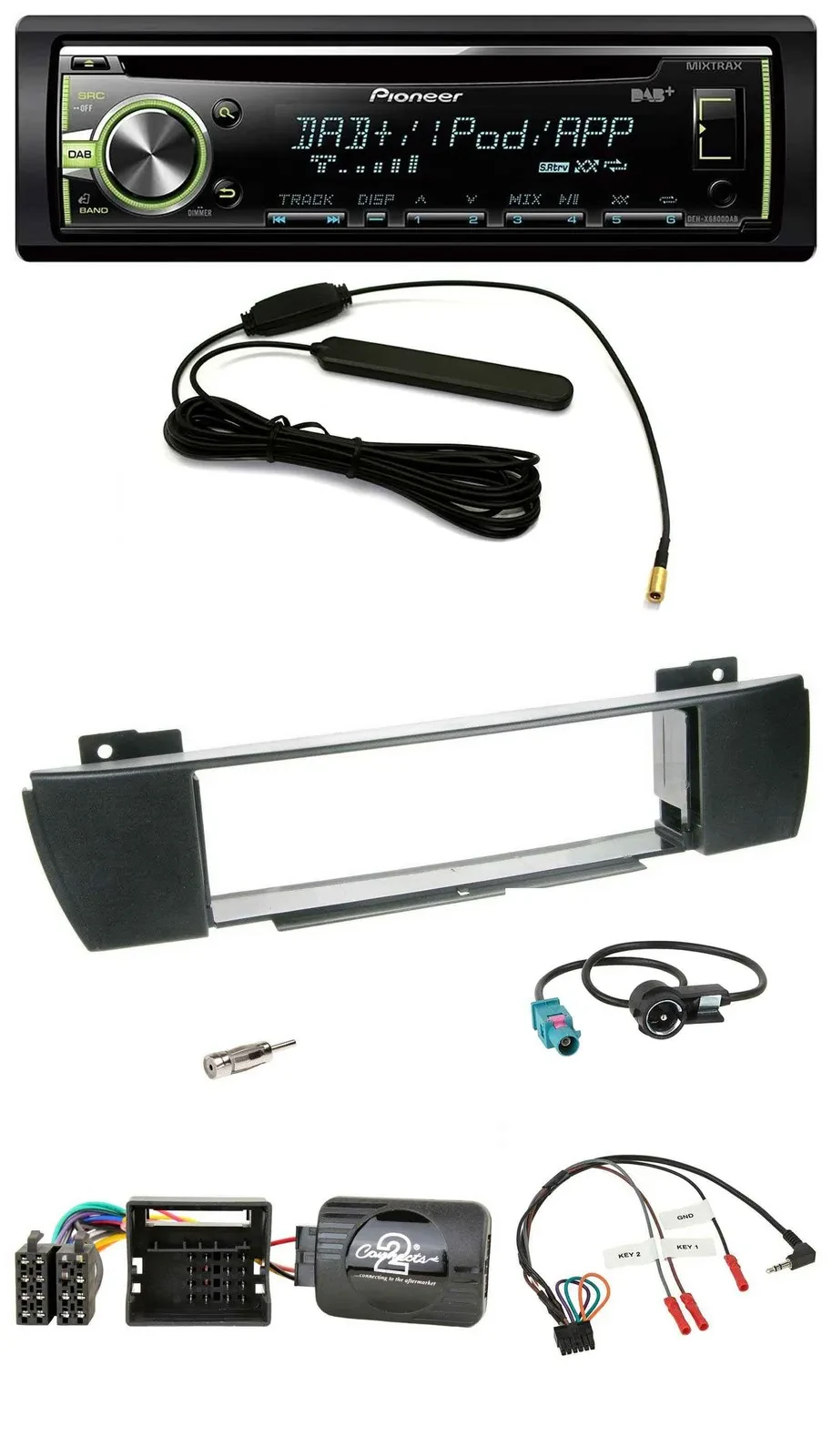 Pioneer MP3 USB CD DAB Lenkrad Autoradio für BMW X3 E83 2004-2010 mittig