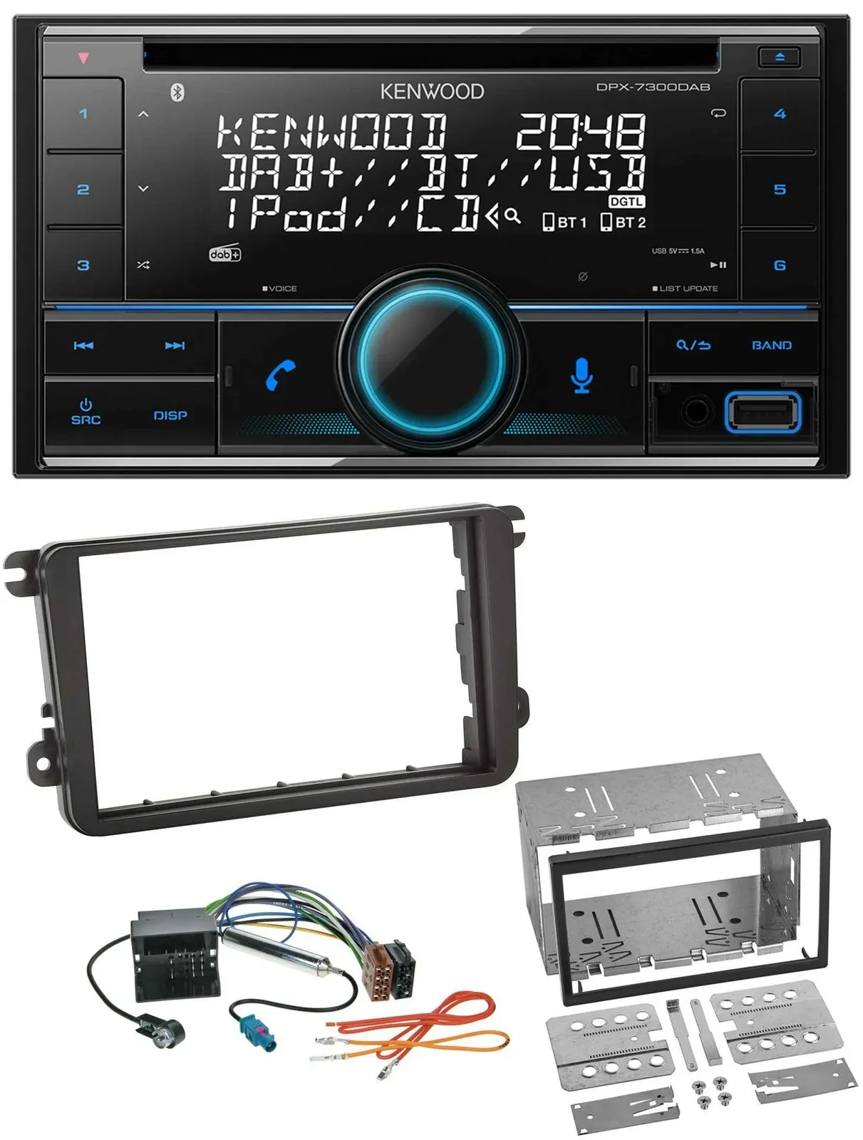 Kenwood CD 2DIN DAB USB MP3 Bluetooth Autoradio für Skoda Fabia Octavia II Rapid