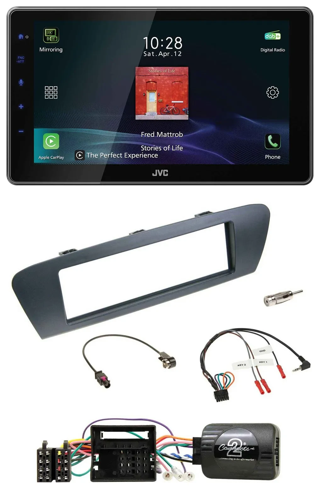 JVC DAB Lenkrad Bluetooth USB Autoradio für Renault Grand Scenic Scenic ab 2009