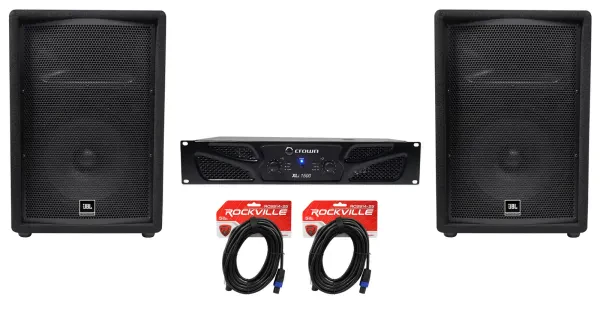 (2) JBL JRX212 1000w 12" DJ P/A Speakers+Crown XLi1500 2-Channel Power Amplifier