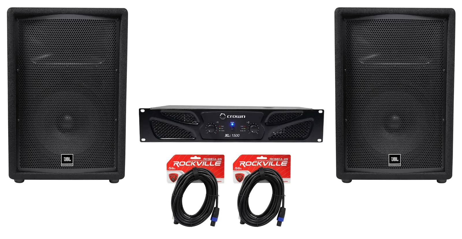 Пассивная акустическая система JBL JRX212 Black с усилителем и кабелем (пара)