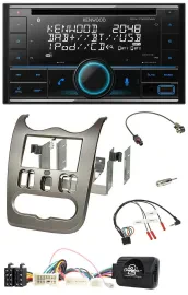 Kenwood CD 2DIN DAB USB Lenkrad Bluetooth Autoradio für Dacia ab 2012 dunkelsilb