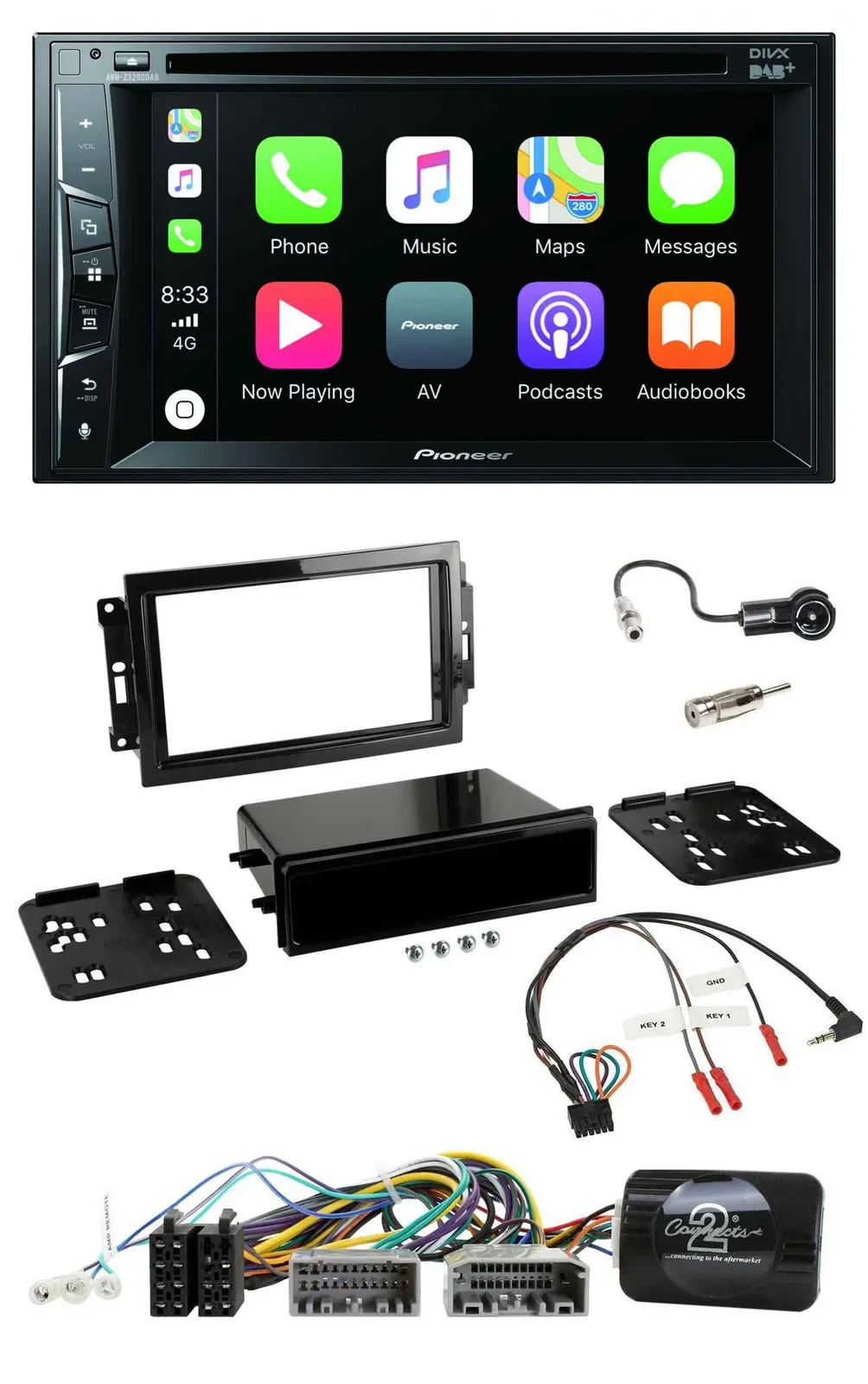 Pioneer Lenkrad USB DVD Bluetooth DAB 2DIN Autoradio für Dodge Jeep