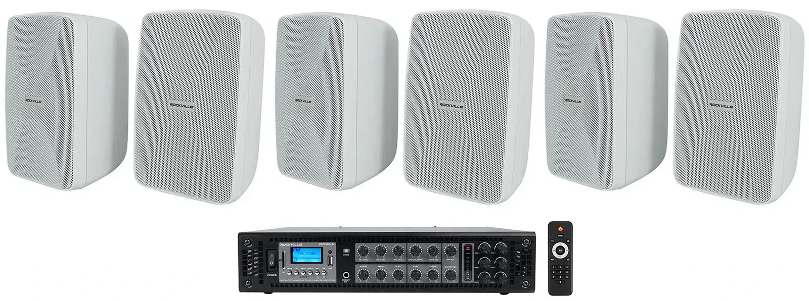 Настенная акустика Rockville WET-40W White с усилителем (6 штук)