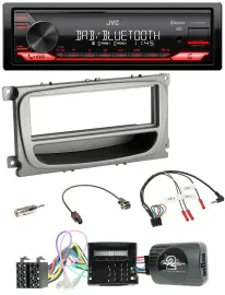 Автомагнитола для Ford S-Max/Mondeo 2007–2014 JVC 1 DIN, Bluetooth, USB, DAB, поддержка кнопок на руле, CAN, с карманом