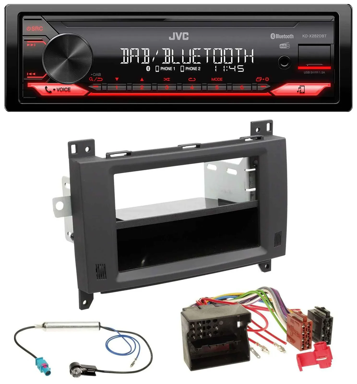 JVC Bluetooth USB DAB MP3 Autoradio für Mercedes Vito Viano 06-14 Rubbertouch