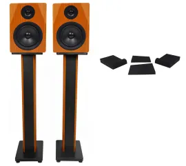 (2) Rockville DPM5C Dual 5.25" 300w Active Studio Monitors+36" Stands+Pads