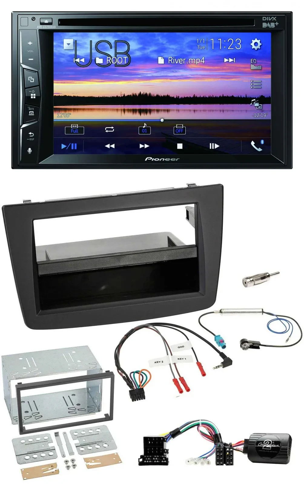 Автомагнитола Pioneer 2-DIN, Bluetooth, USB, DVD, DAB, совместимая с кнопками на руле, для Alfa Romeo MiTo 2008–2014