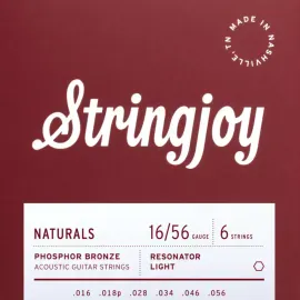 Струны для резонаторной гитары Stringjoy Naturals Resonator Phosphor Bronze Light 16-56