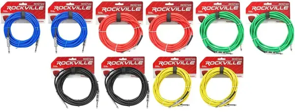 Инструментальный кабель Rockville RCGT20 Multicolor 6.1 м (10 штук)