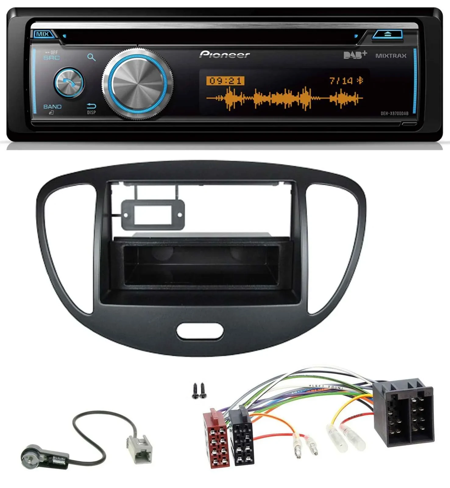 Автомагнитола Pioneer MP3/DAB/USB/CD, Bluetooth, для Hyundai i10 (2008–2013), черный