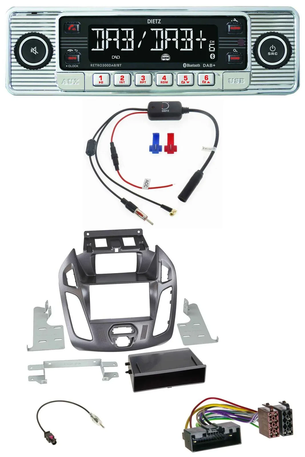 Dietz DAB USB MP3 Bluetooth Autoradio für Ford Transit Connect 12-18 Display Peg