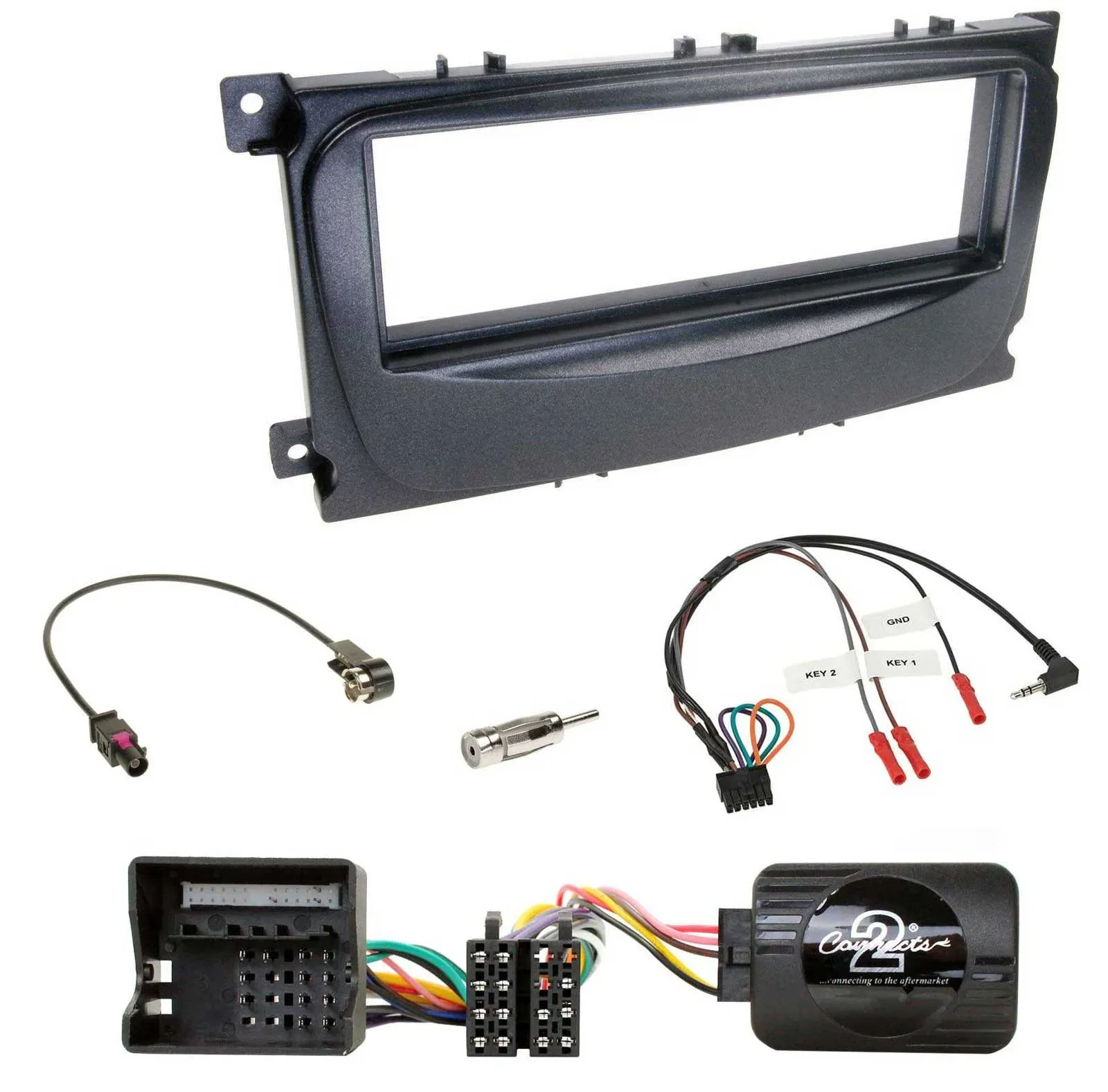 Einbauset Lenkradadapter DIN Autoradio für Ford Focus C-Max Galaxy ab 07 schwarz