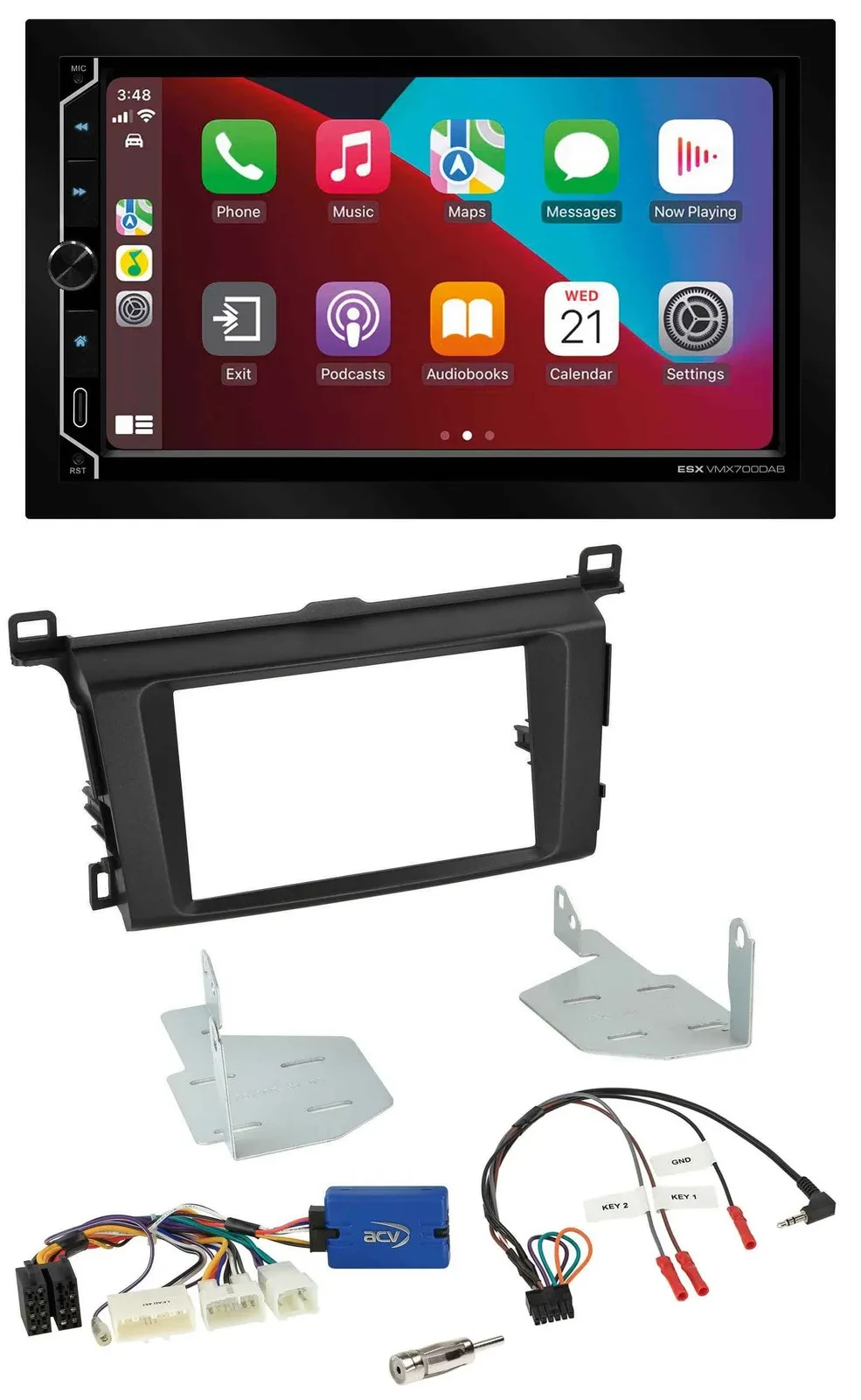 ESX 2DIN DAB USB Lenkrad Bluetooth Autoradio für Toyota RAV 4 ab 2013
