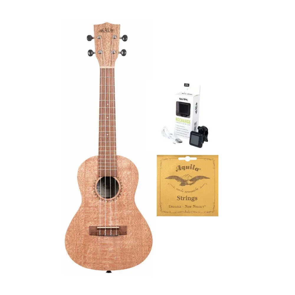 Kala Burled Meranti Concert Ukulele KA-20C with Chromatic Tuner and Strings