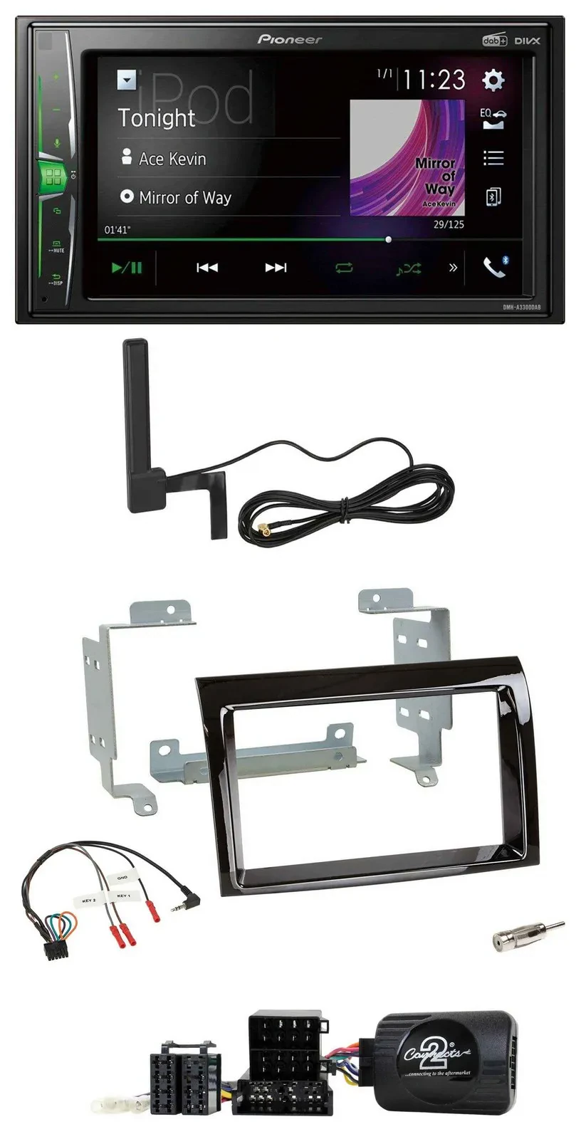 Pioneer MP3 DAB Lenkrad 2DIN Bluetooth Autoradio für Fiat Ducato 2006-2008 piano