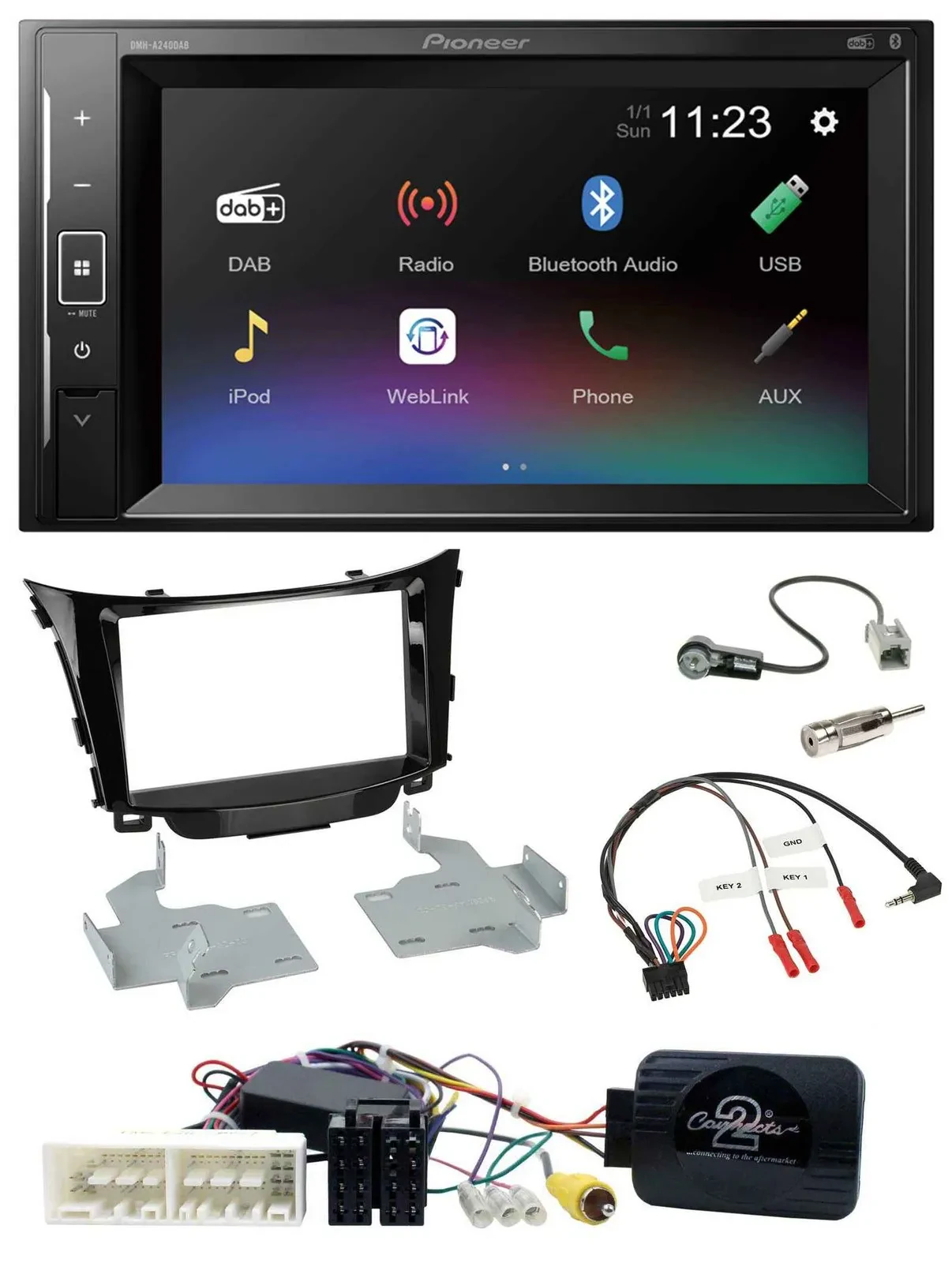 Автомагнитола для Hyundai i30 (с 2017) Pioneer 2DIN, DAB, Bluetooth, USB