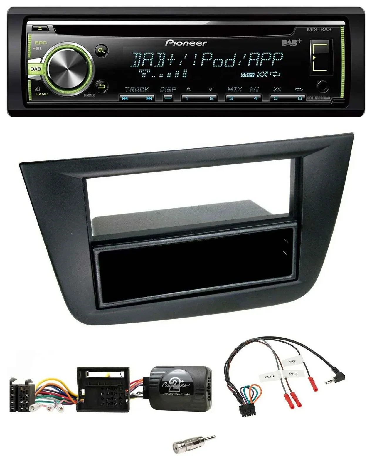 Pioneer DAB USB MP3 Lenkrad CD Autoradio für Seat Altea Toledo 2004-2009 schwarz