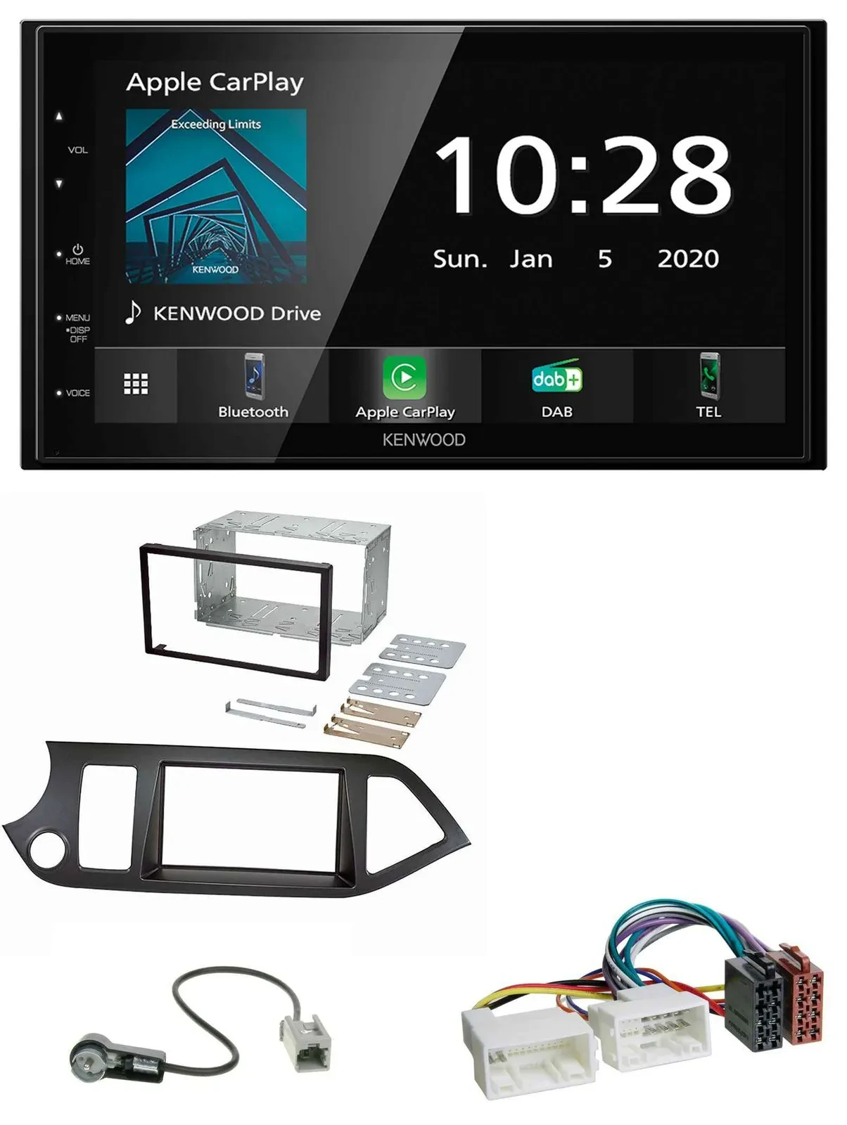 Автомагнитола Kenwood 2DIN, Bluetooth, DAB, USB, MP3, для Kia Picanto (с 2011), Start-Stop