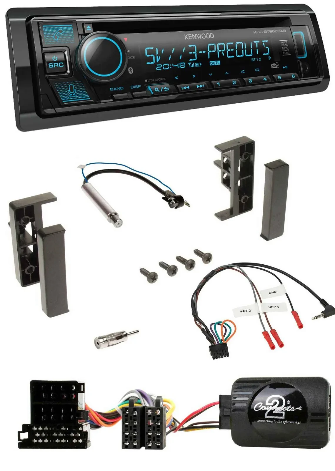 Kenwood Bluetooth USB CD Lenkrad DAB Autoradio für Audi A2 A3 A4 A6 1999-2000