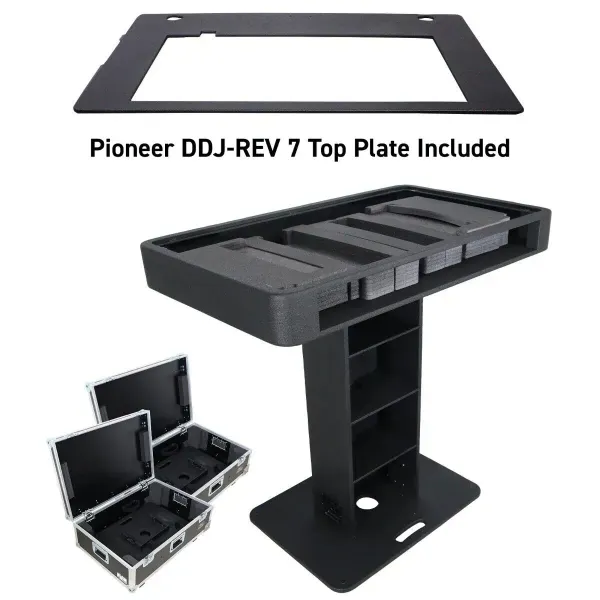 ProX XZF-DJCT-BL-CASE Black Control Tower Stand with REV7 Face Plate