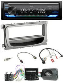 Автомагнитола JVC Bluetooth DAB USB для Ford S-Max/Mondeo (2007–2014) с поддержкой кнопок на руле и CAN-bus