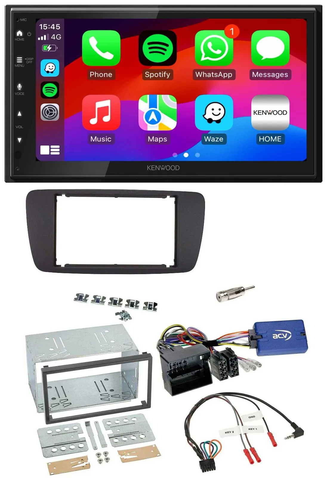 Kenwood Lenkrad USB DAB 2DIN Bluetooth Autoradio für Seat Ibiza ab 08 azabachesc