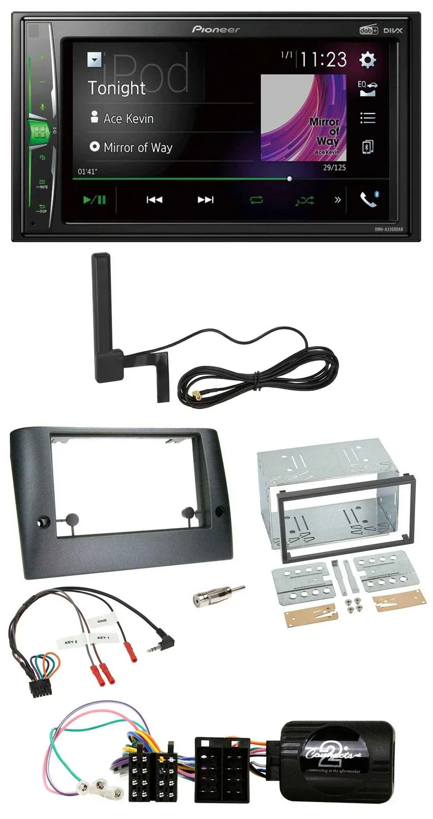 Автомагнитола Pioneer 2DIN, Bluetooth, DAB, MP3, для Fiat Stilo (2005–2007)