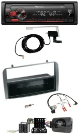 Pioneer 1DIN USB DAB MP3 Lenkrad Autoradio für Alfa 147 GT 07-10 anthrazit Ablag