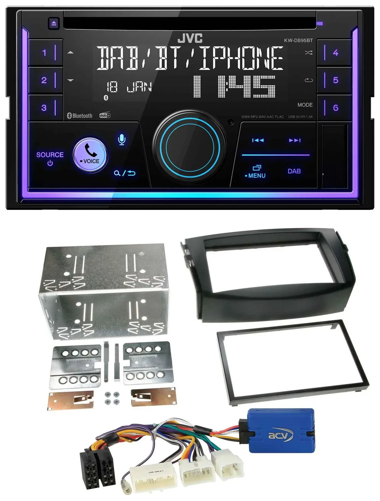 JVC MP3 USB 2DIN DAB Bluetooth CD Autoradio für Toyota RAV 4 2011-2013 28 Pin