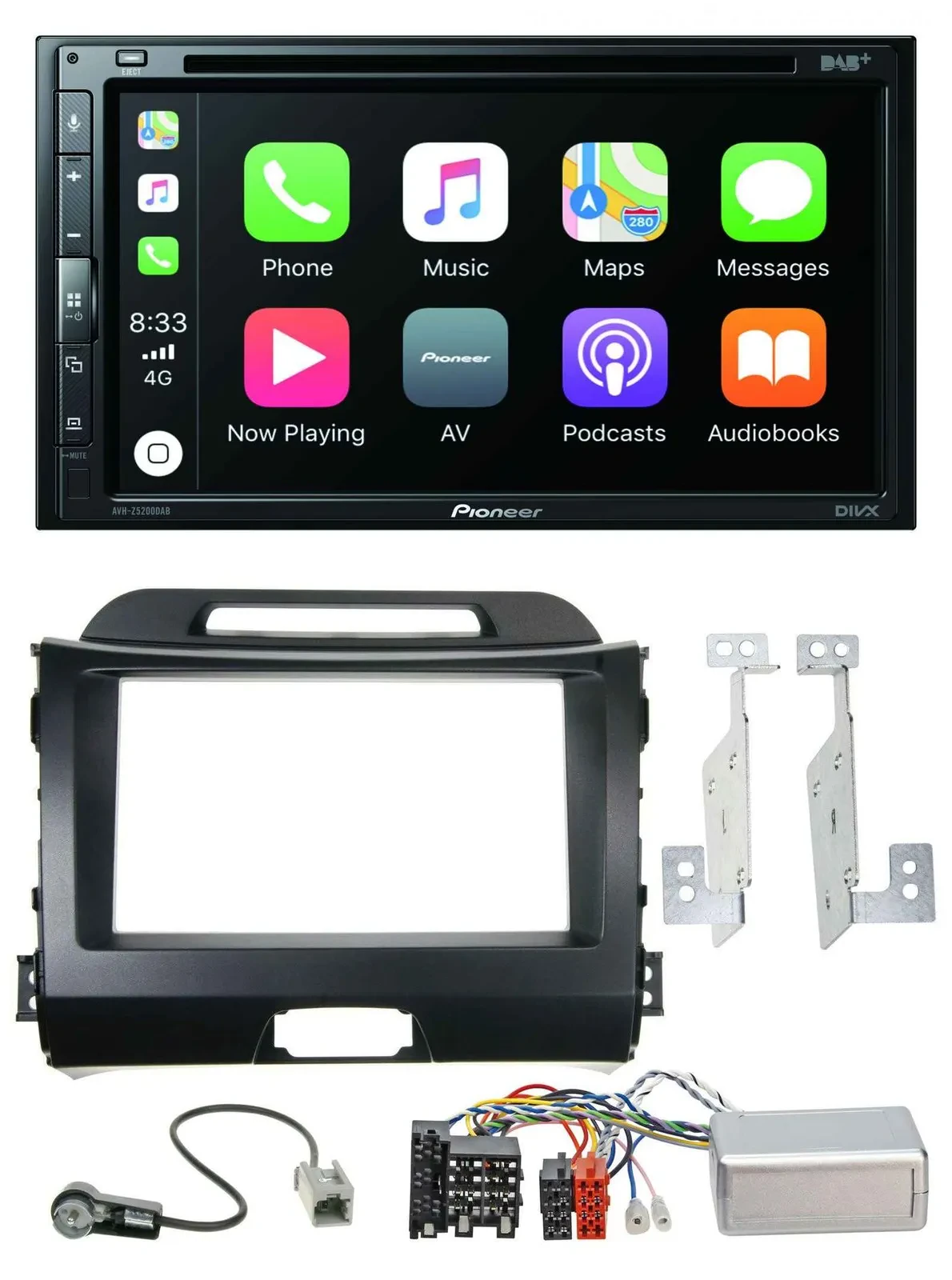 Pioneer DVD 2DIN Lenkrad DAB Bluetooth USB Autoradio für Kia Sportage III 10-15
