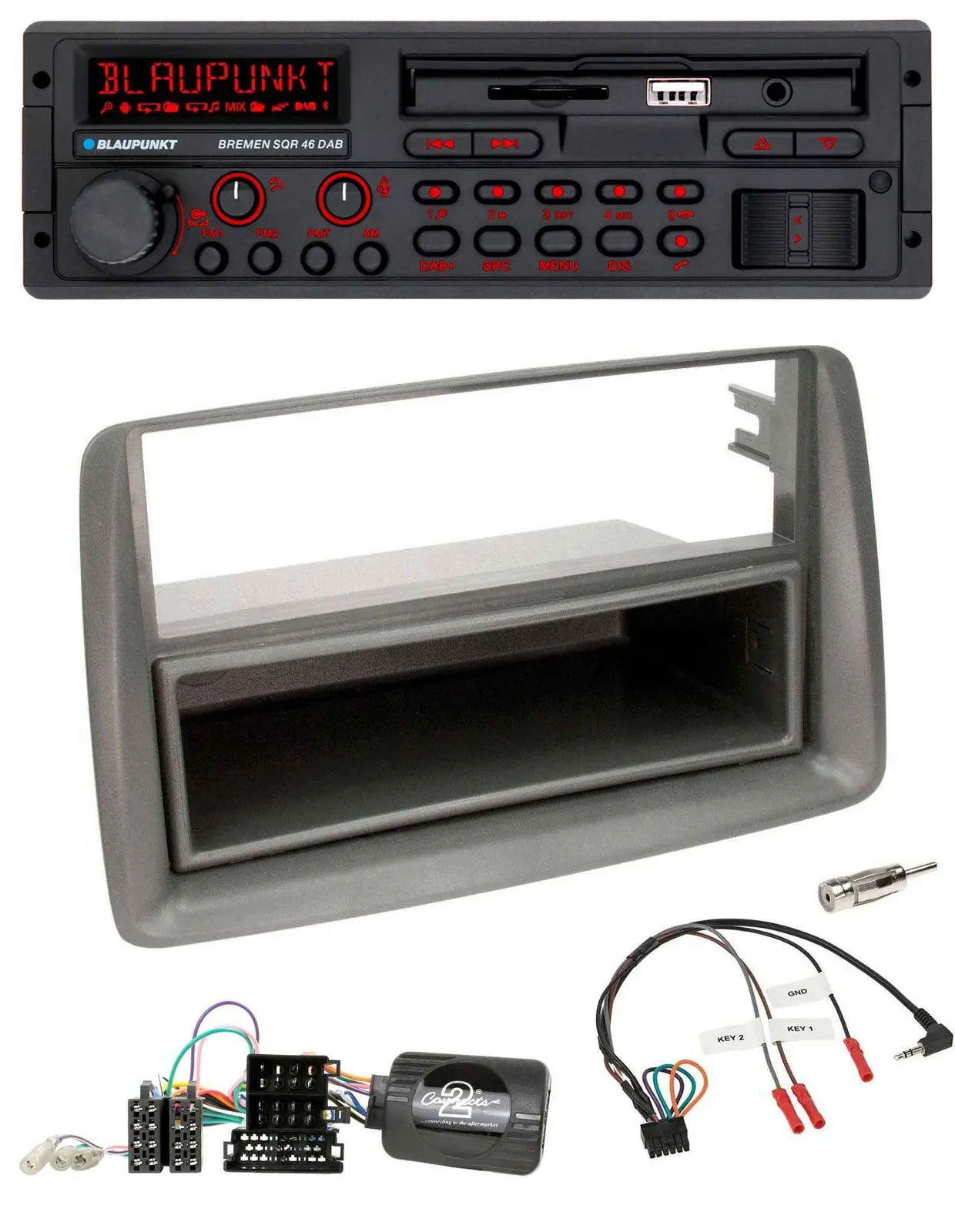 Blaupunkt SD Lenkrad USB Bluetooth DAB Autoradio für Fiat Panda 169 2007-2012 gr