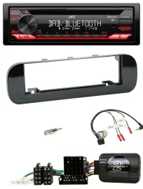JVC CD DAB USB Bluetooth Lenkrad Autoradio für Fiat Panda 12-20 schwarz glänzend