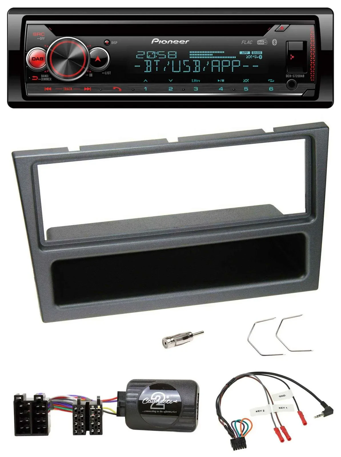Pioneer Lenkrad DAB CD Bluetooth USB Autoradio für Opel Corsa C 2000-04 charcoal