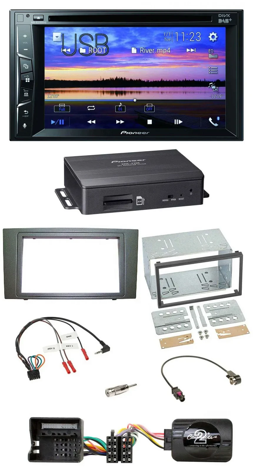 Pioneer 2DIN TMC DAB Lenkrad USB Bluetooth Navigation für Ford Mondeo 2003-2007