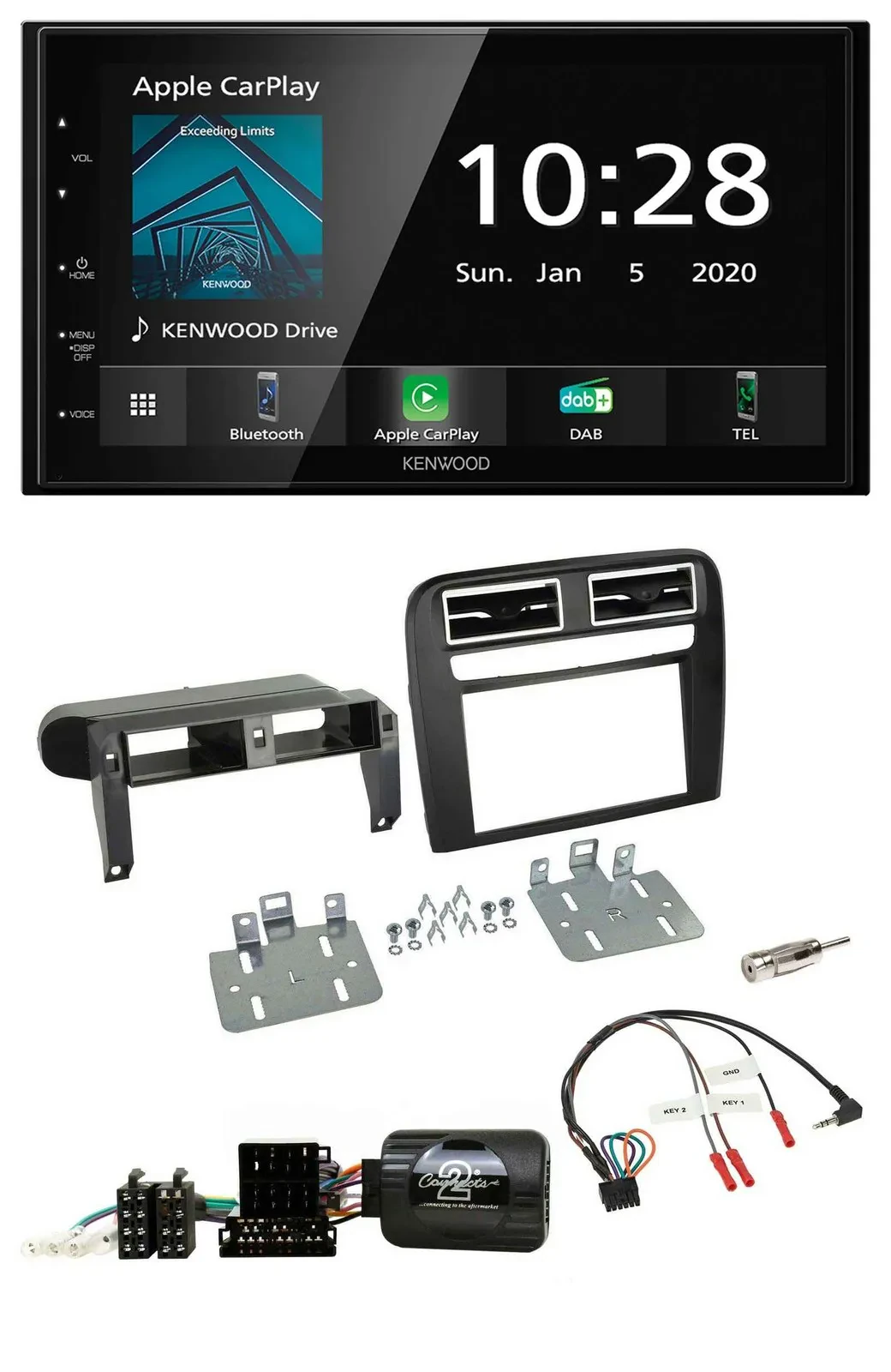 Автомагнитола для Fiat Grande Punto (2006–2009) Kenwood 2DIN, Bluetooth, DAB, USB, черная